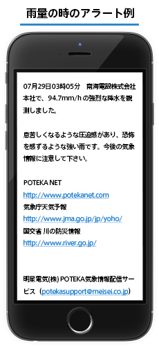 雨量の時のアラート例